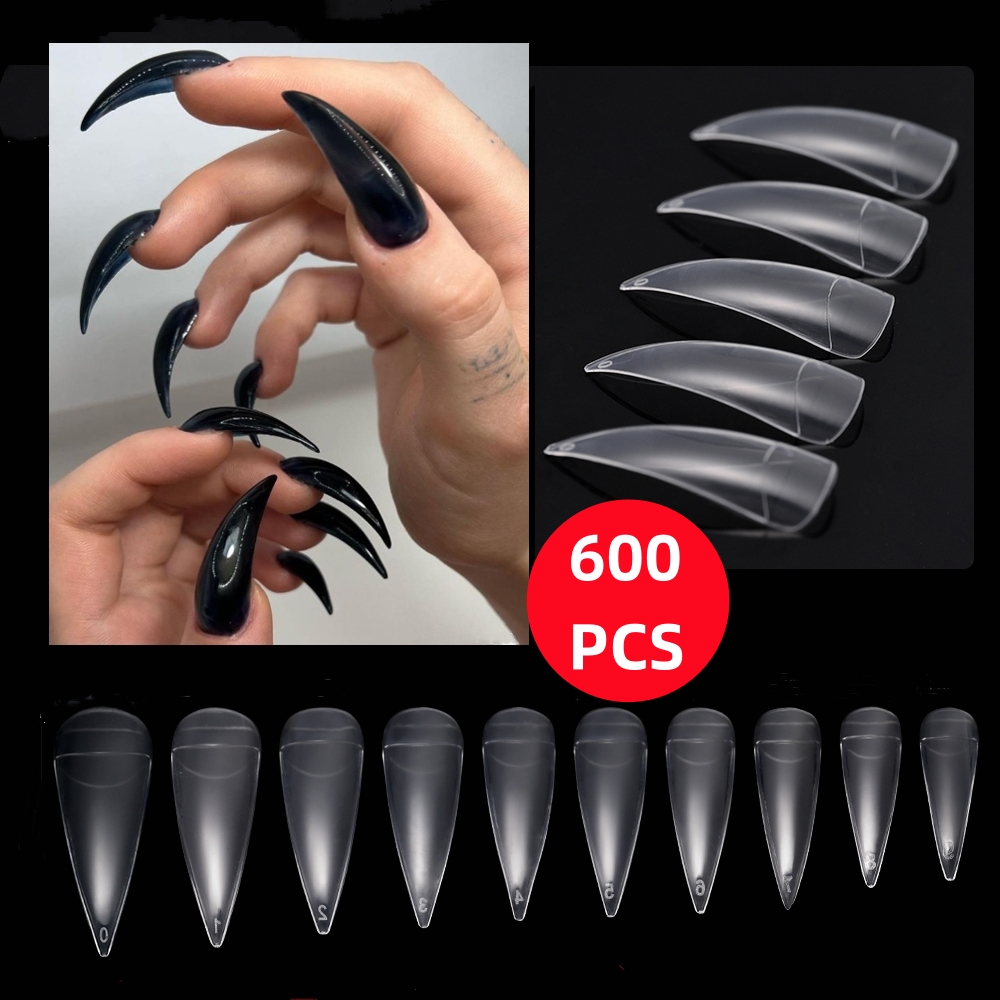 Nail Art Xl - 600Pcs 엑스트라 롱 호크 곡선 네일