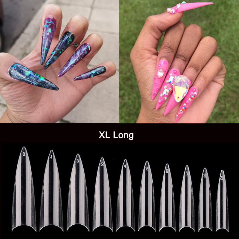 Nail Art Xl - 프로페셔널 XL 롱 스틸레토 인조 손톱,