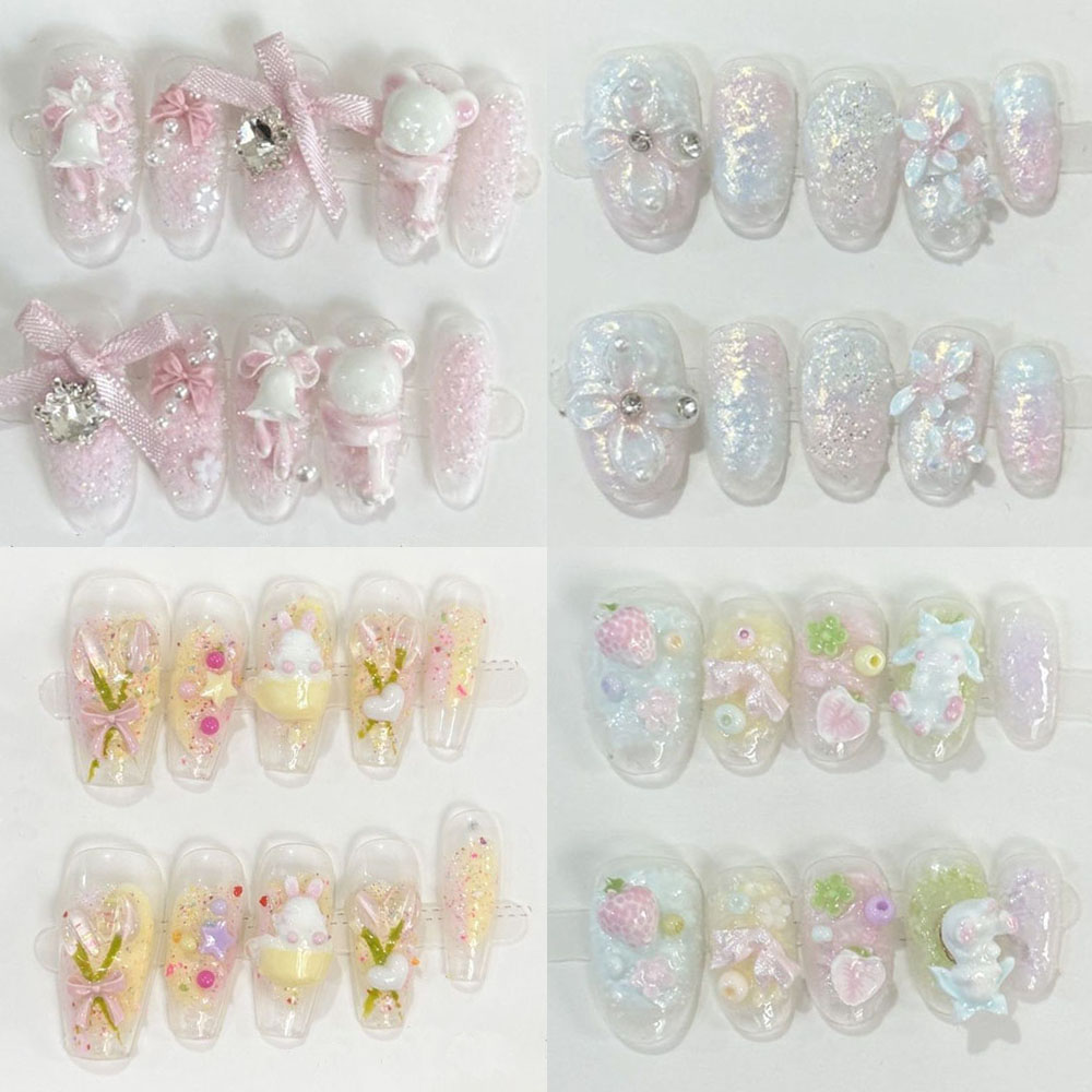 Nail Art Strawberry - 귀엽고 달콤한 소녀 스타일 글리터 3D