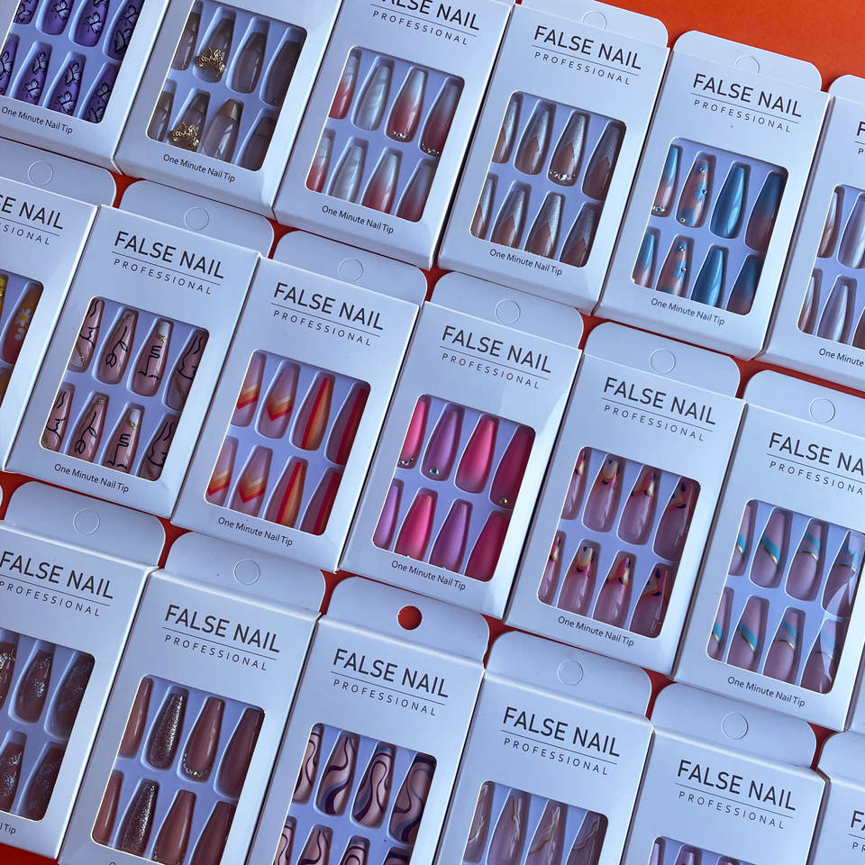 Nail Art Xl - 가짜 손톱 프레스 짧은 중간 프랑스