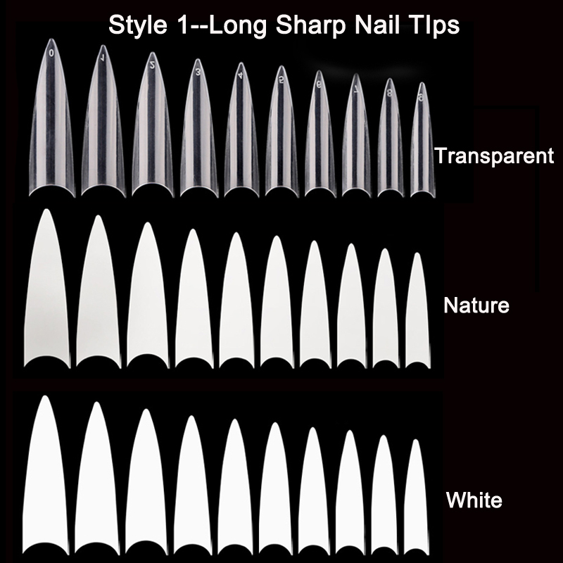 프로페셔널 XL 롱 스틸레토 인조 손톱, 프렌치 샤프  - Nail Art Xl 리뷰 및 가격