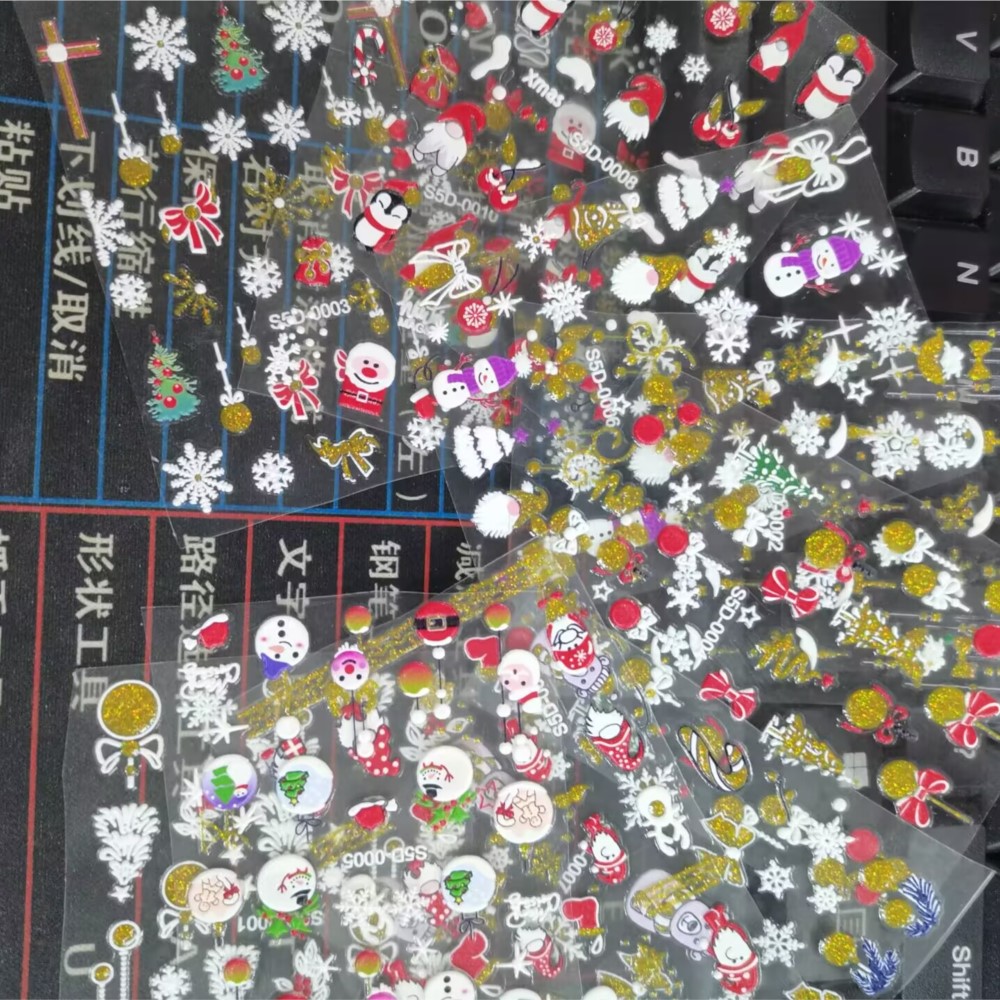 5D 글리터 크리스마스 엠보싱 네일 스티커, 크리스마스 - Nail Art Xmas 2025 리뷰 및 가격