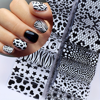 10개 혼합 패턴 네일 전사 포일 – 레오파드, 지브라 - Nail Art Zebra Design 리뷰 및 가격