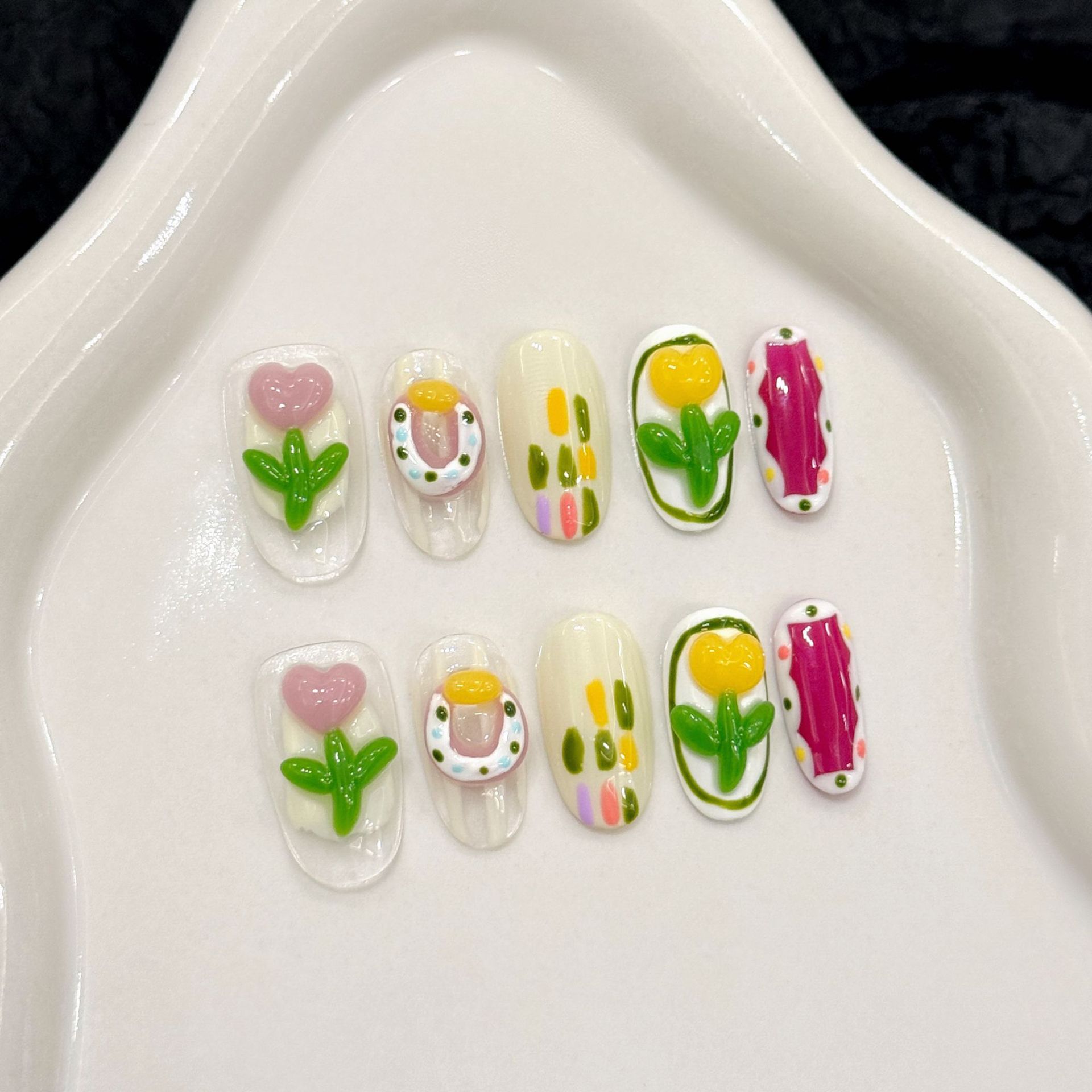 10개 수제 프레스온 네일 3D 딸기 장식 가짜 네일  - Nail Art Strawberry 리뷰 및 가격