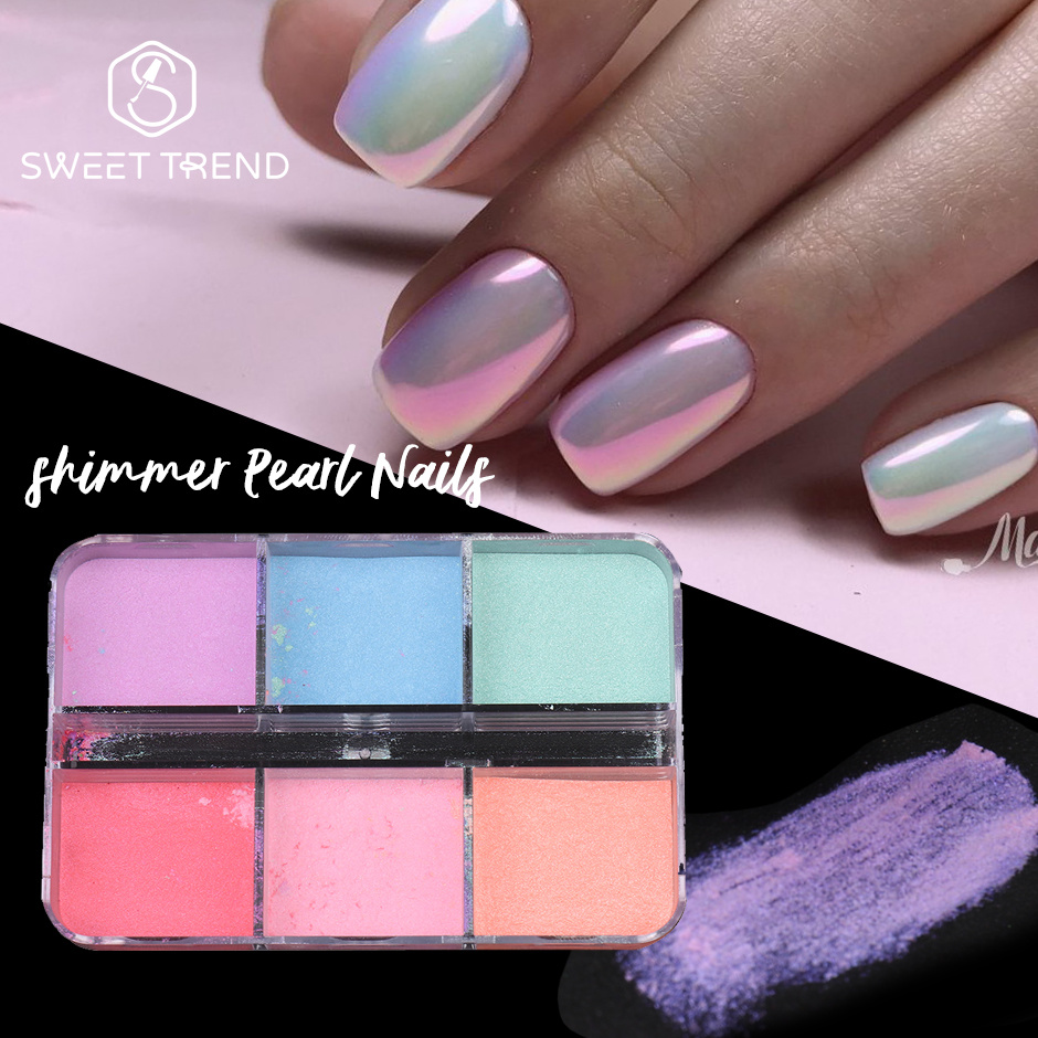 6 그리드 미러 펄 네일 파우더 옴브레 펄레센트 글램  - Nail Art Ombre Glitter 리뷰 및 가격