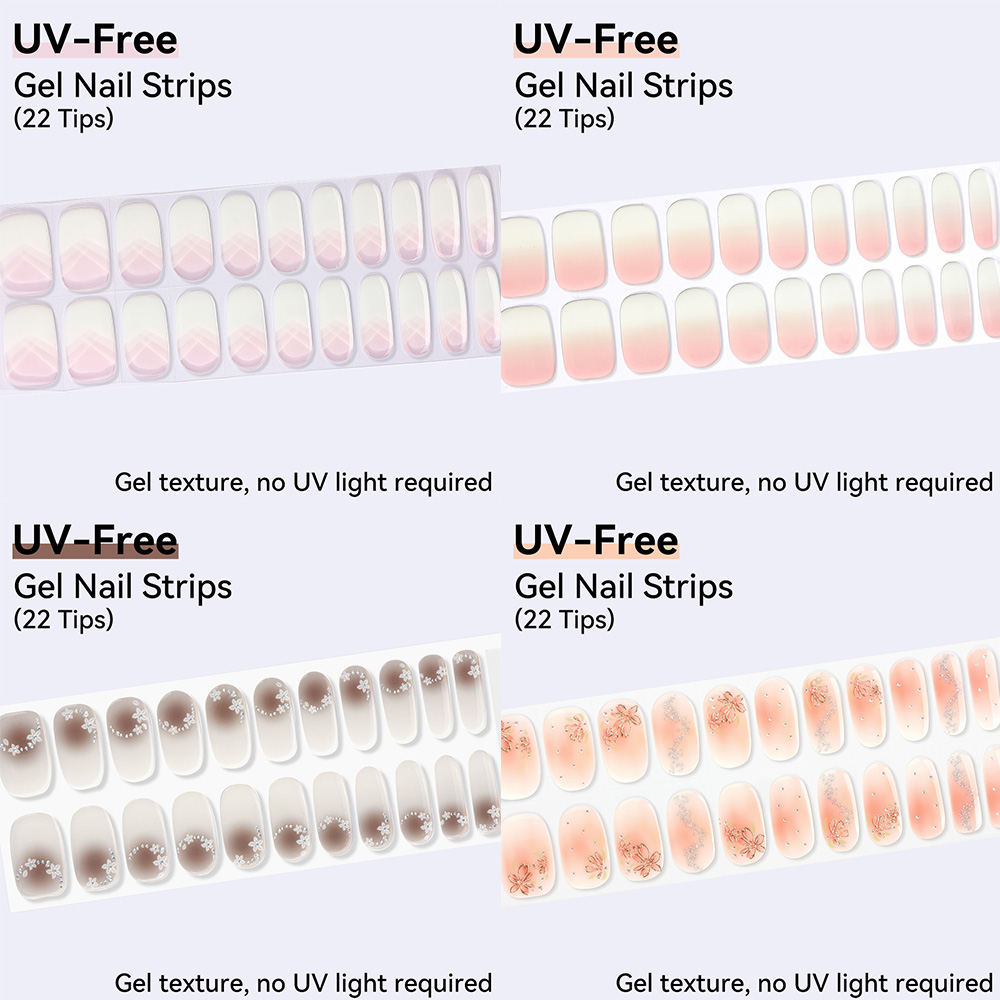 UV 프리 젤 네일 스트립 22팁 프레스온 젤 네일 스 - Nail Art Ombre Glitter 리뷰 및 가격